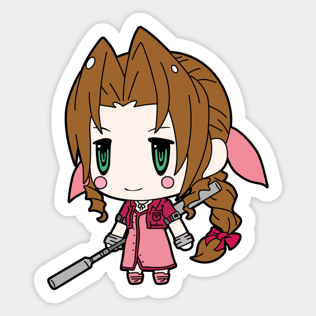 Cute Aerith Sticker by JamesCMarshall